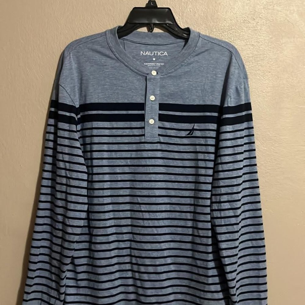 HENLEY NECK SWEATER NAUTICA BLUE